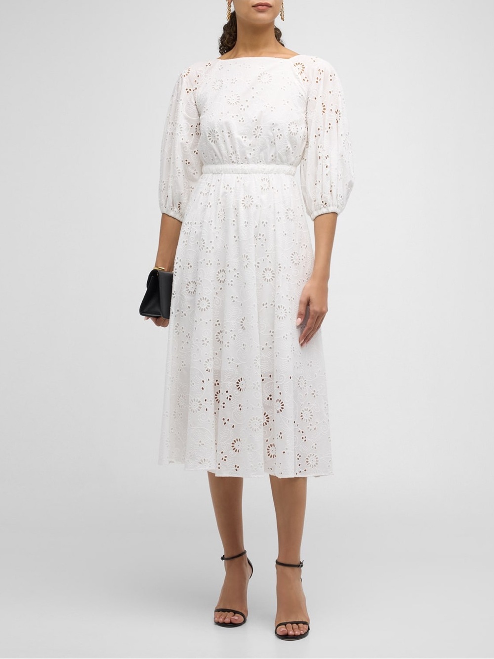 CAROLINA HERRERA
Shirred Puff-Sleeve Broderie Anglaise Midi Dress
$1,890